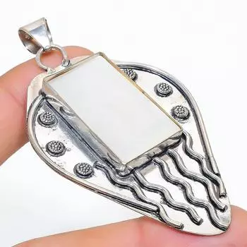 Подвеска из серебра 925 пробы с натуральным перламутром и драгоценным камнем 2,96 дюйма g5I56