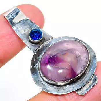 Подвеска из серебра 925 пробы с натуральным шалфейным аметистом и топазом 1,89 дюйма U7K02