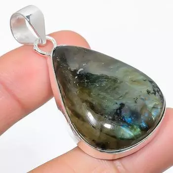 Подвеска из серебра 925 пробы с натуральным лабрадоритом ручной работы 2,05 дюйма K3w52