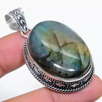 Подвеска из серебра 925 пробы с натуральным лабрадоритом 2,17 дюйма L6H18
