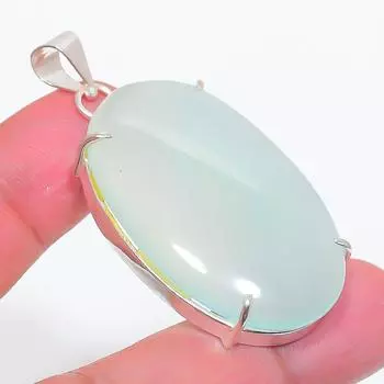 Подвеска из серебра 925 пробы с натуральным аквамариновым халцедоном 2,09 дюйма Z4P03