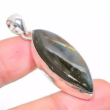 Подвеска из серебра 925 пробы с натуральным лабрадоритом ручной работы 1,89 дюйма C3i28