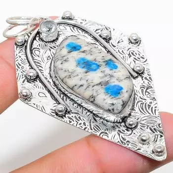 Подвеска из серебра 925 пробы с натуральным лазуритом K2 Blue и белым топазом 2,88 дюйма t1R73