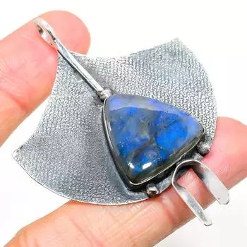 Подвеска из серебра 925 пробы с натуральным лабрадоритом ручной работы 2,64 дюйма F1b65