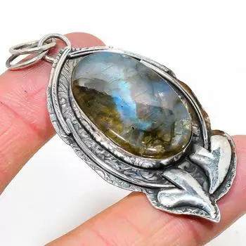 Подвеска из серебра 925 пробы с натуральным лабрадоритом, ручная работа, 2,76 дюйма, c7i45