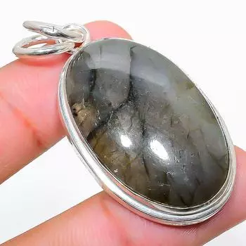 Подвеска из серебра 925 пробы с натуральным лабрадоритом ручной работы 2,05 дюйма D0U98