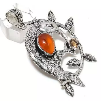 Подвеска из серебра 925 пробы с натуральным сердоликом и топазом 2,56 дюйма p2W79