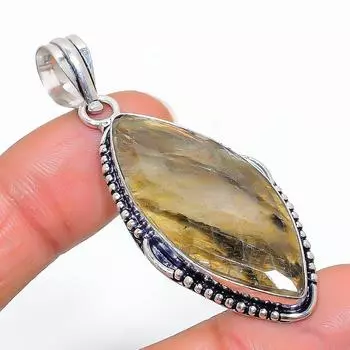 Подвеска из серебра 925 пробы с натуральным лабрадоритом ручной работы 2,17 дюйма z8u22