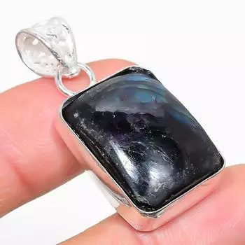 Подвеска из серебра 925 пробы с натуральным лабрадоритом ручной работы 1,62 дюйма S4j64