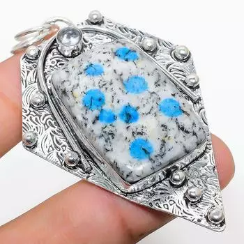 Подвеска из серебра 925 пробы с натуральным лазуритом K2 Blue и белым топазом 2,88 дюйма W1V02