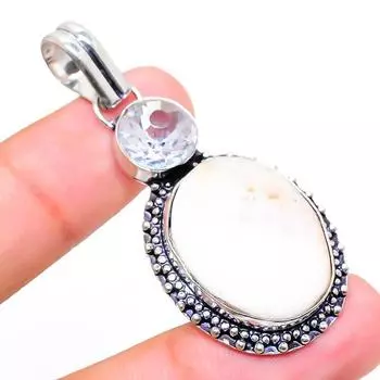 Подвеска из серебра 925 пробы с натуральным сколецитом, топазом, 2,05 дюйма, r0Y75