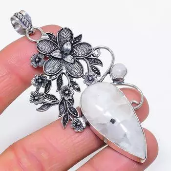 Подвеска из серебра 925 пробы с натуральным лунным камнем 3,23 дюйма f0f02