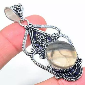 Подвеска из серебра 925 пробы с натуральным флюоритом, ручная работа, 2,56 дюйма, R9e51