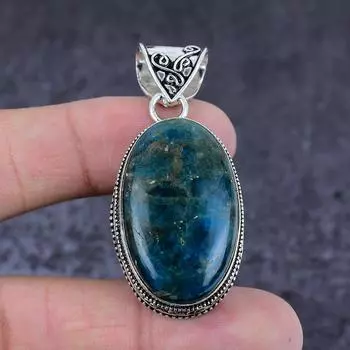 Подвеска из серебра 925 пробы с неоново-голубым апатитом, ручная работа, 2,05 дюйма, g9S71