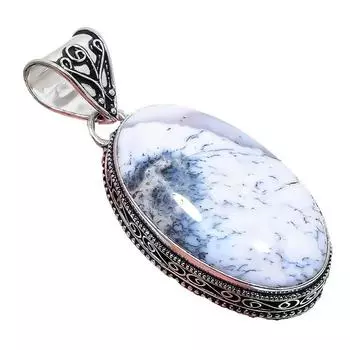 Подвеска из серебра 925 пробы с опалом и дендритом, ручная работа, 2,17 дюйма, AH-850 2.2 белый