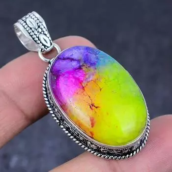 Подвеска из серебра 925 пробы с радужным солнечным кварцем, 2,05 дюйма, u6G33