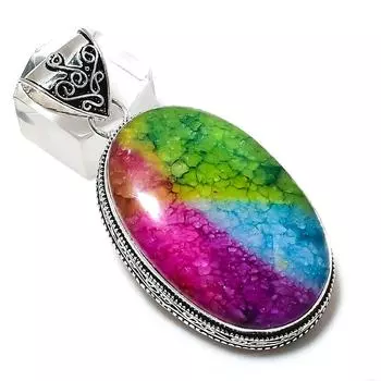 Подвеска из серебра 925 пробы с радужным солнечным кварцем, 2,36 дюйма, z9g46