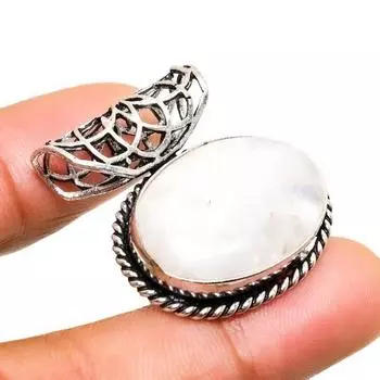 Подвеска из серебра 925 пробы с радужным лунным камнем ручной работы 0,94 дюйма 0.94 белый