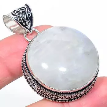 Подвеска из серебра 925 пробы с радужным лунным камнем в винтажном стиле, 2 дюйма, подарок для нее 2 белый
