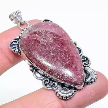 Подвеска из серебра 925 пробы с родонитом, ручная работа, 2,25 дюйма, w2W61