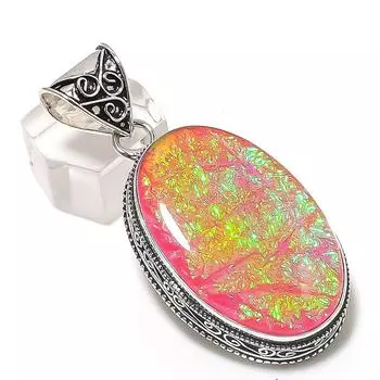 Подвеска из серебра 925 пробы с розовым опалом и драгоценным камнем ручной работы 2,25 дюйма E7N07