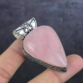 Подвеска из серебра 925 пробы с розовым кварцем, ручная работа, 2,36 дюйма, D5Y75