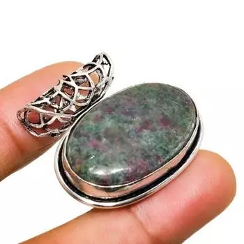 Подвеска из серебра 925 пробы с рубиновым фукситом, драгоценным камнем, 1,13 дюйма 1.13 красный