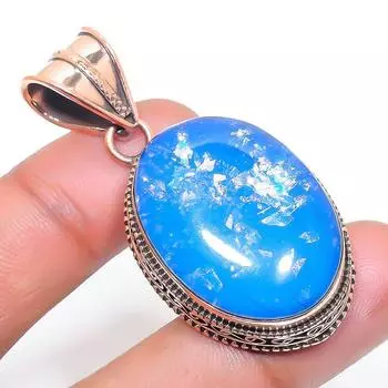 Подвеска из серебра 925 пробы с синим триплетным опалом ручной работы 1,97 дюйма M8a77