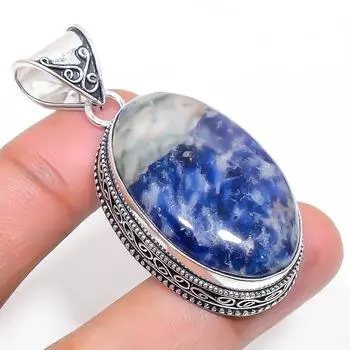 Подвеска из серебра 925 пробы с содалитом ручной работы 2,09 дюйма Z5e33