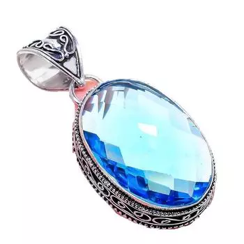 Подвеска из серебра 925 пробы с танзанитовым кварцем, ручная работа, 2,17 дюйма AH-777 2.2 синий