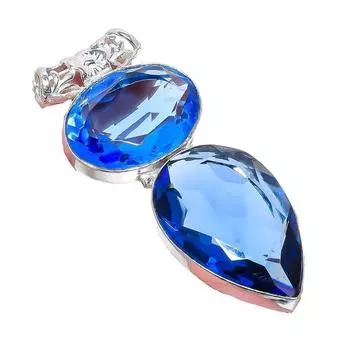 Подвеска из серебра 925 пробы с танзанитовым кварцем, ручная работа, 2,17 дюйма AH-926 2.2 синий