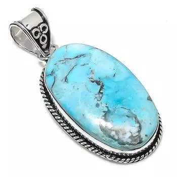 Подвеска из серебра 925 пробы с тибетским бирюзовым камнем, ручная работа, 2,25 дюйма L8q65