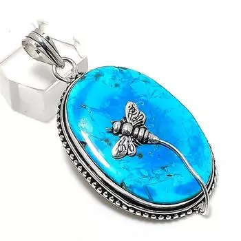 Подвеска из серебра 925 пробы с тибетским бирюзовым камнем ручной работы 2,25 дюйма B5H35