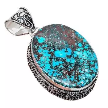 Подвеска из серебра 925 пробы с тибетским бирюзовым камнем ручной работы 2,17 дюйма AH-809 2.2 синий