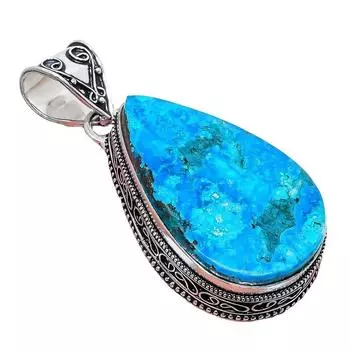 Подвеска из серебра 925 пробы с тибетским драгоценным камнем бирюзой 2,17 дюйма AH-862 2.2 синий