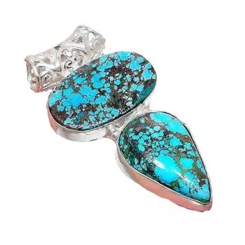 Подвеска из серебра 925 пробы с тибетским бирюзовым камнем ручной работы 2,17 дюйма AH-920 2.2 синий