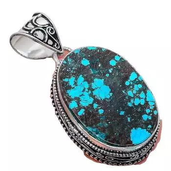 Подвеска из серебра 925 пробы с тибетским бирюзовым камнем ручной работы 2,17 дюйма AH-798 2.2 синий