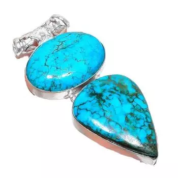 Подвеска из серебра 925 пробы с тибетским бирюзовым камнем ручной работы 2,17 дюйма AH-935 2.2 синий