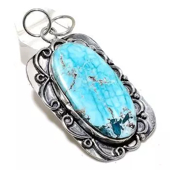 Подвеска из серебра 925 пробы с тибетским бирюзовым камнем 2,60 дюйма l0J12