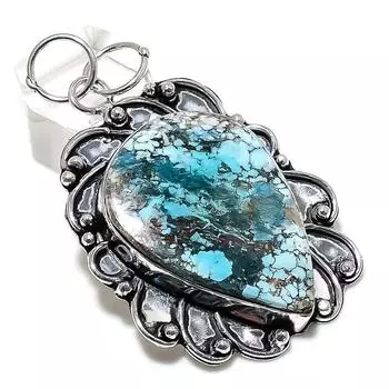 Подвеска из серебра 925 пробы с тибетским бирюзовым камнем 2,44 дюйма V3w44