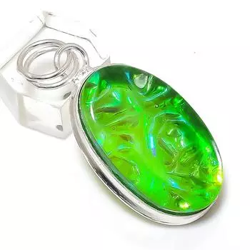 Подвеска из серебра 925 пробы с зеленым опалом и драгоценным камнем ручной работы 1,97 дюйма z9y93