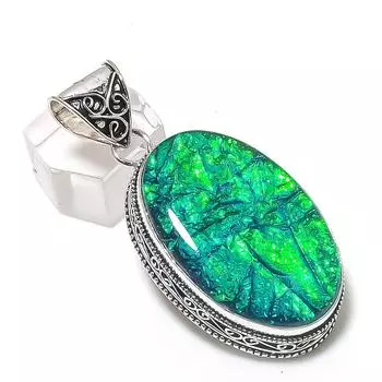 Подвеска из серебра 925 пробы с зеленым опалом и драгоценным камнем ручной работы 2,25 дюйма u7p40
