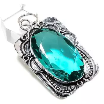 Подвеска из серебра 925 пробы с зеленым турмалином, ручная работа, 2,29 дюйма, W3t07