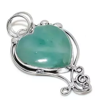 Подвеска из серебра 925 пробы с зеленым апатитом, ручная работа, 2,44 дюйма D4B21