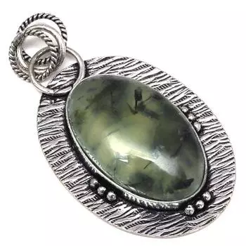 Подвеска из серебра с драгоценным камнем пренит марлен ручная работа 2,25