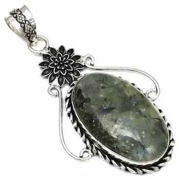 Подвеска из серебра с драгоценным камнем пренит марлен, ручная работа, 2,75 дюйма