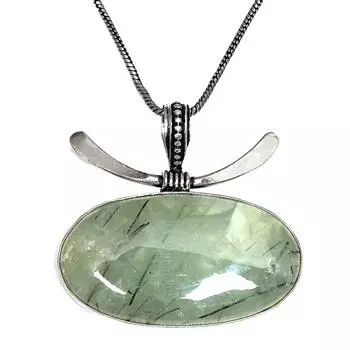 Подвеска из серебра унисекс с пренитом и кабошоном ручной работы для женщин 1,75