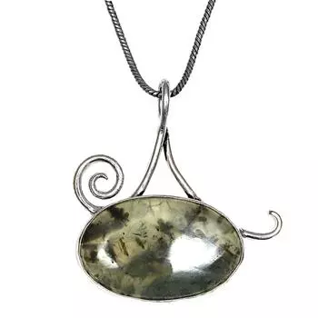 Подвеска из серебра унисекс с пренитом и кабошоном ручной работы для женщин 1,75