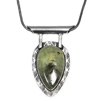 Подвеска из серебра унисекс с пренитом и кабошоном ручной работы для женщин 1,75