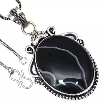 Подвеска из серого ботсванского агата, драгоценный камень, подарок на день святого Валентина, серебряное украшение, 2,25 дюйма